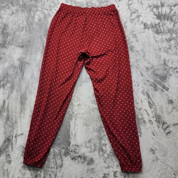 Calvin Klein Pajama Pants Womens M Red White All Over Logo Fleece Jogger Lounge - Picture 3 of 9